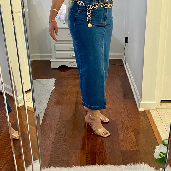 STEVE MADDEN WOMEN’S DENIM MIDI SKIRT COLOR LIGHT WASH SIZE S - Picture 11 of 13